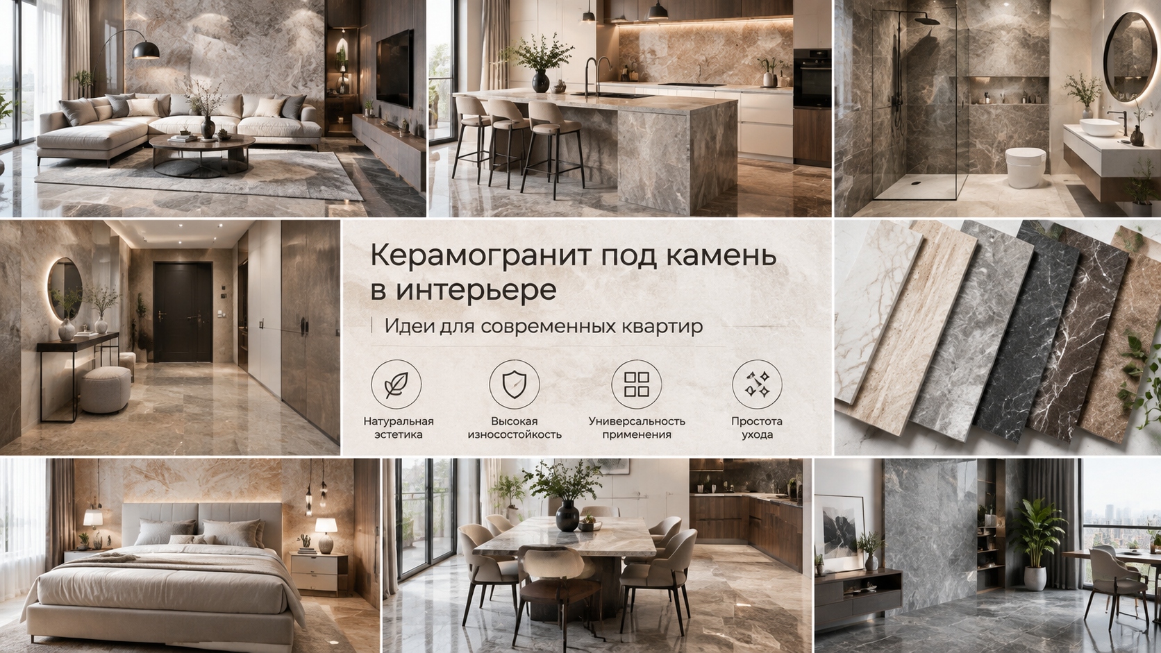 Керамогранит под камень в интерьере: идеи для современных квартир